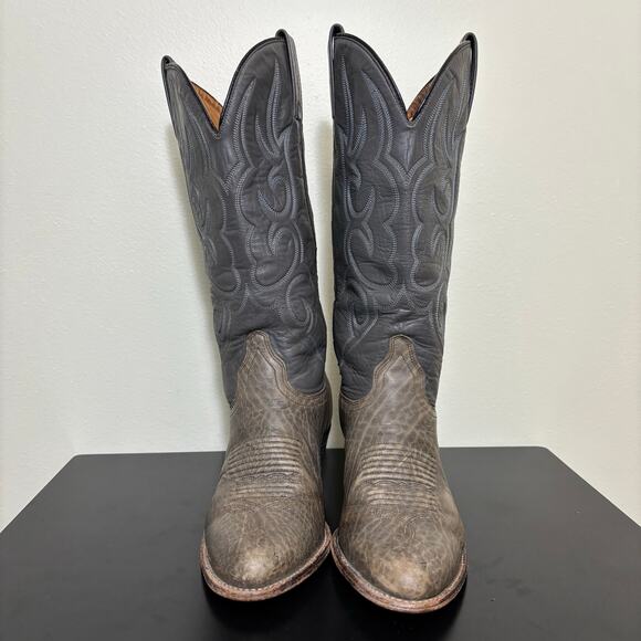 J. Chisholm Women’s Western Cowboy Boots 7M Gray Leather Made in USA Vintage - Picture 3 of 8